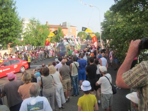 Stage 15 starting line in Givors on Bastille Day.
