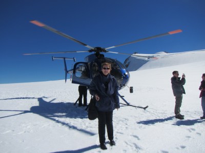 Mom taking photos on glacier