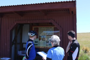 Council volunteers interview Rail Trail riders.