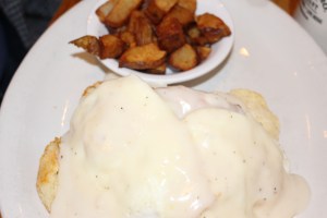 Fried chicken and biscuits and gravy at Puckett's in Franklin