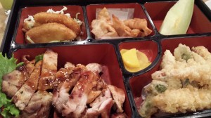 Bento box includes starters of soup and salad and is enough to feed two!