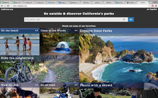 Screenshot of Caliparks.org homepage.
