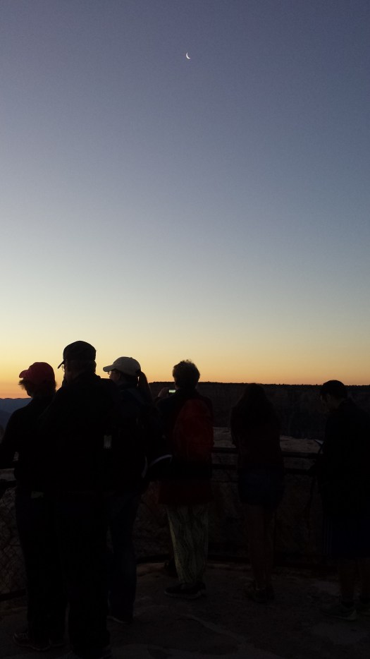 Waiting for the sun to peak over the horizon, the crowds grew at Mather Point.