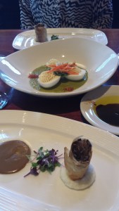 mushroom cigars and deviled eggs