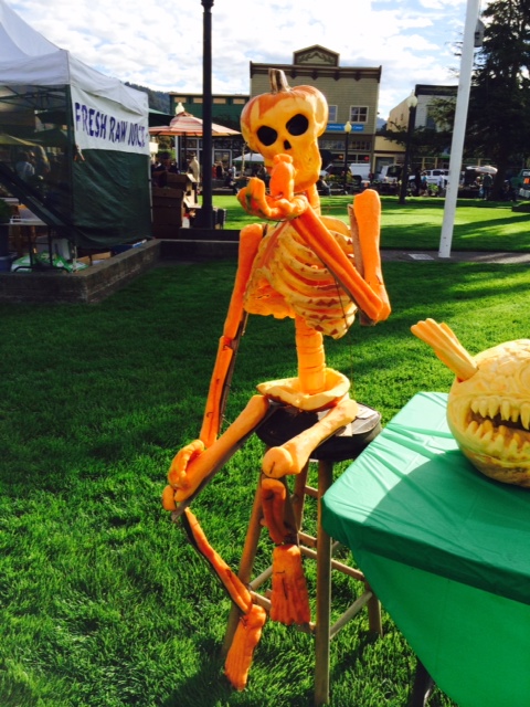 Pumpkin skeleton on Arcata Plaza